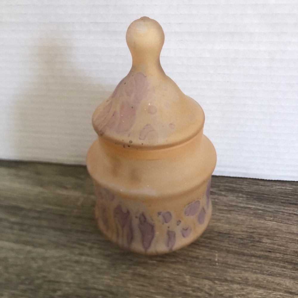 Vtg Satin Glass Jar with Lid